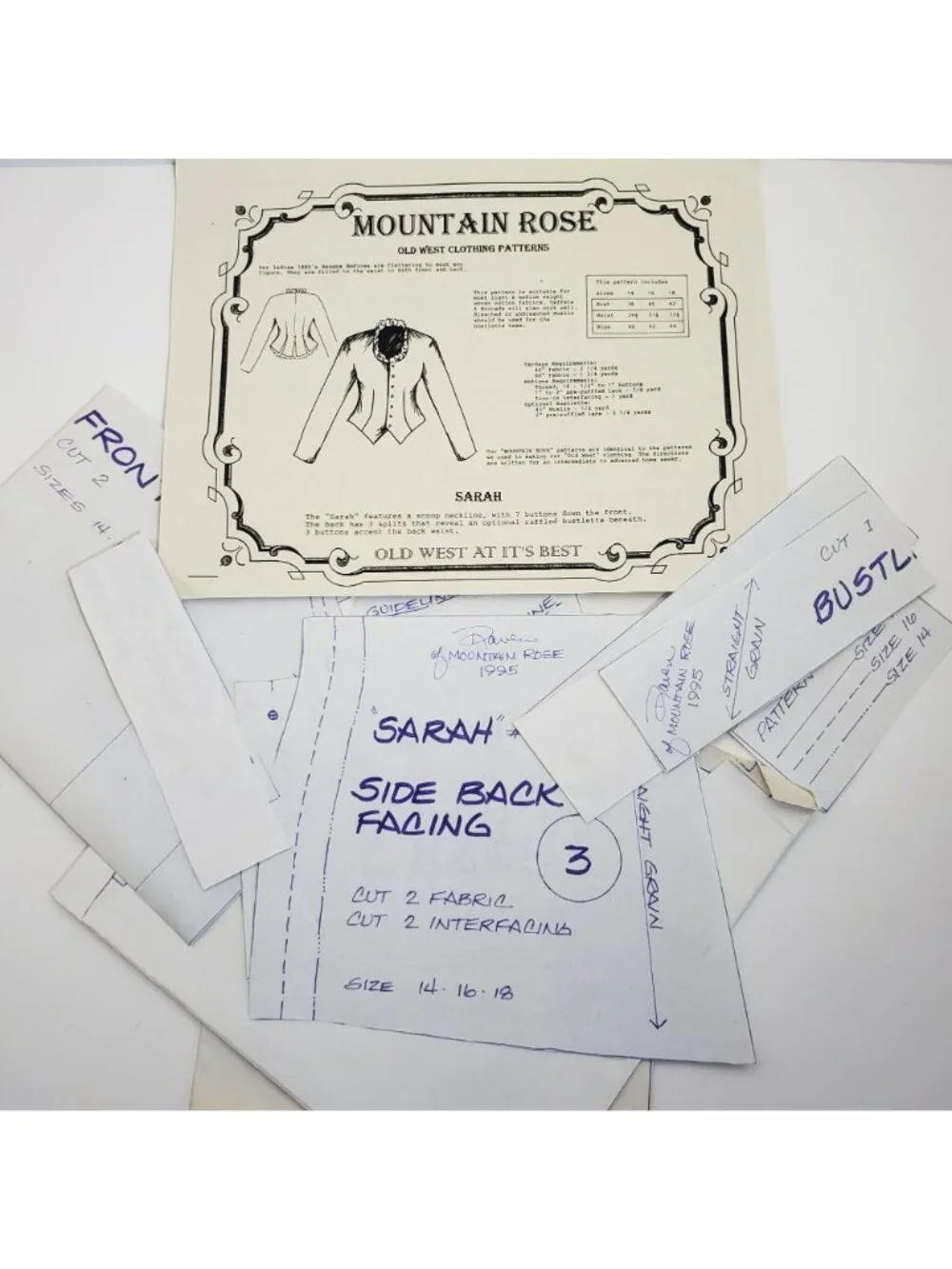 Mountain Rose Sarah Old West Clothing Patterns Sizes 14 16 18 Paper Vintage